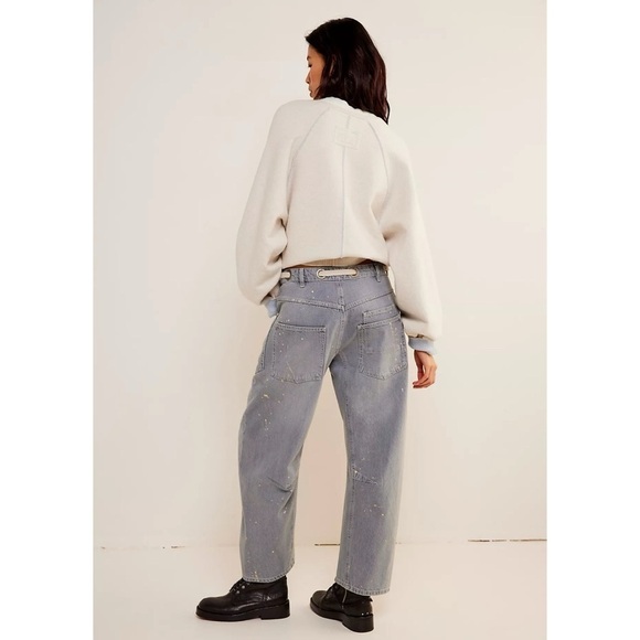 Free People Moxie Pull On Barrel Jeans Slouchy Low Slung We The Free Grey - Picture 7 of 10